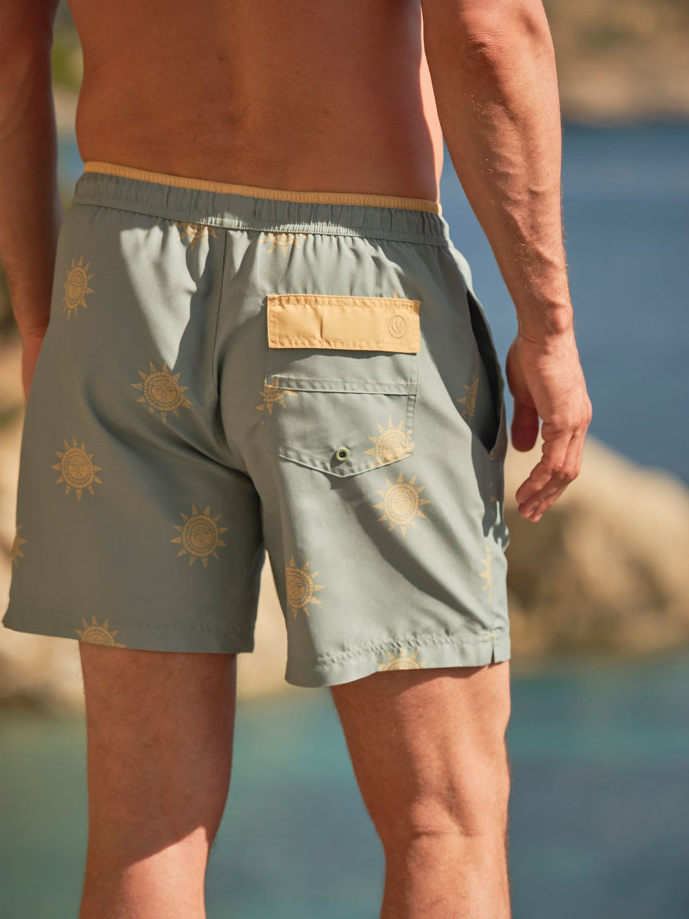 Trevose Green Sun Print Swim Shorts