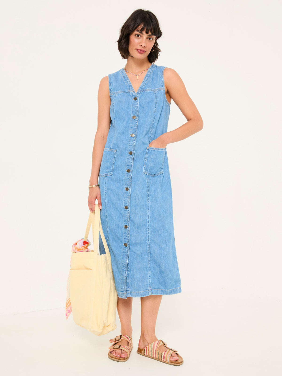 Light Blue Denim Denim 100% Cotton Shift Dress