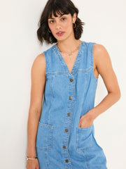 Light Blue Denim Denim 100% Cotton Shift Dress