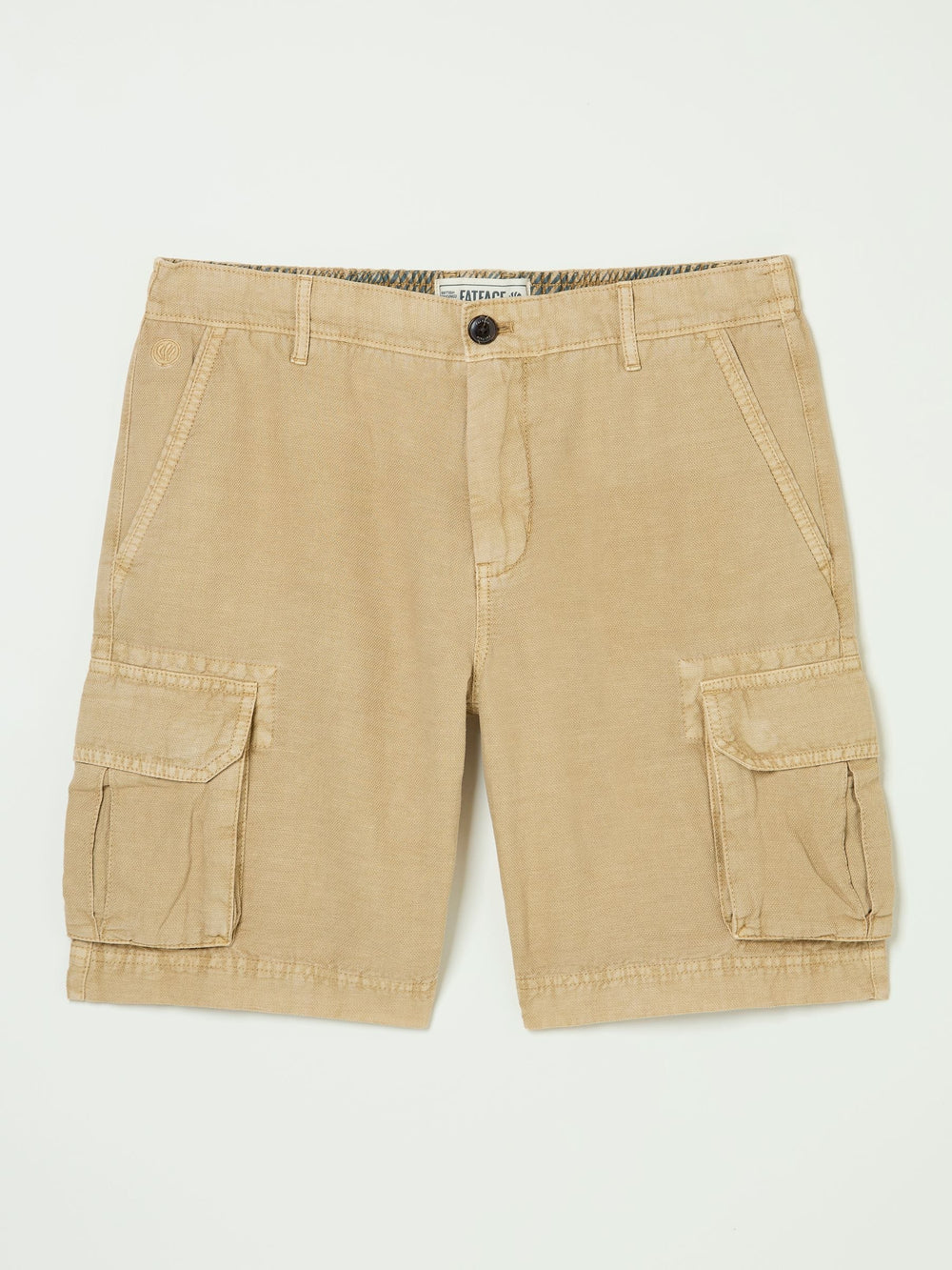Stone Cotton Linen Cargo Shorts