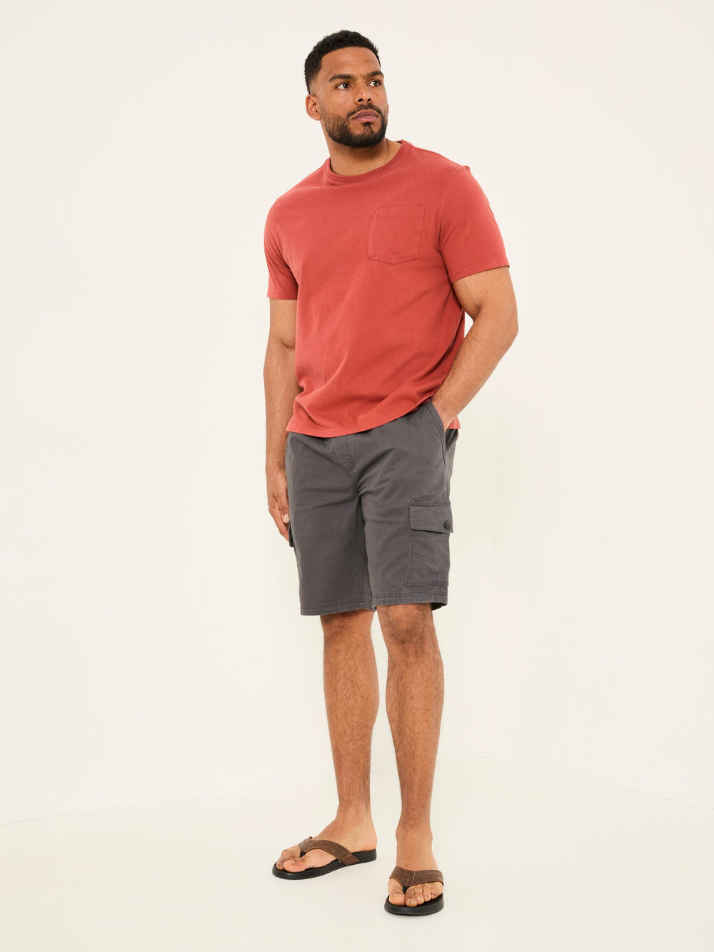 Tenby Dark Grey Pull On Cargo Shorts