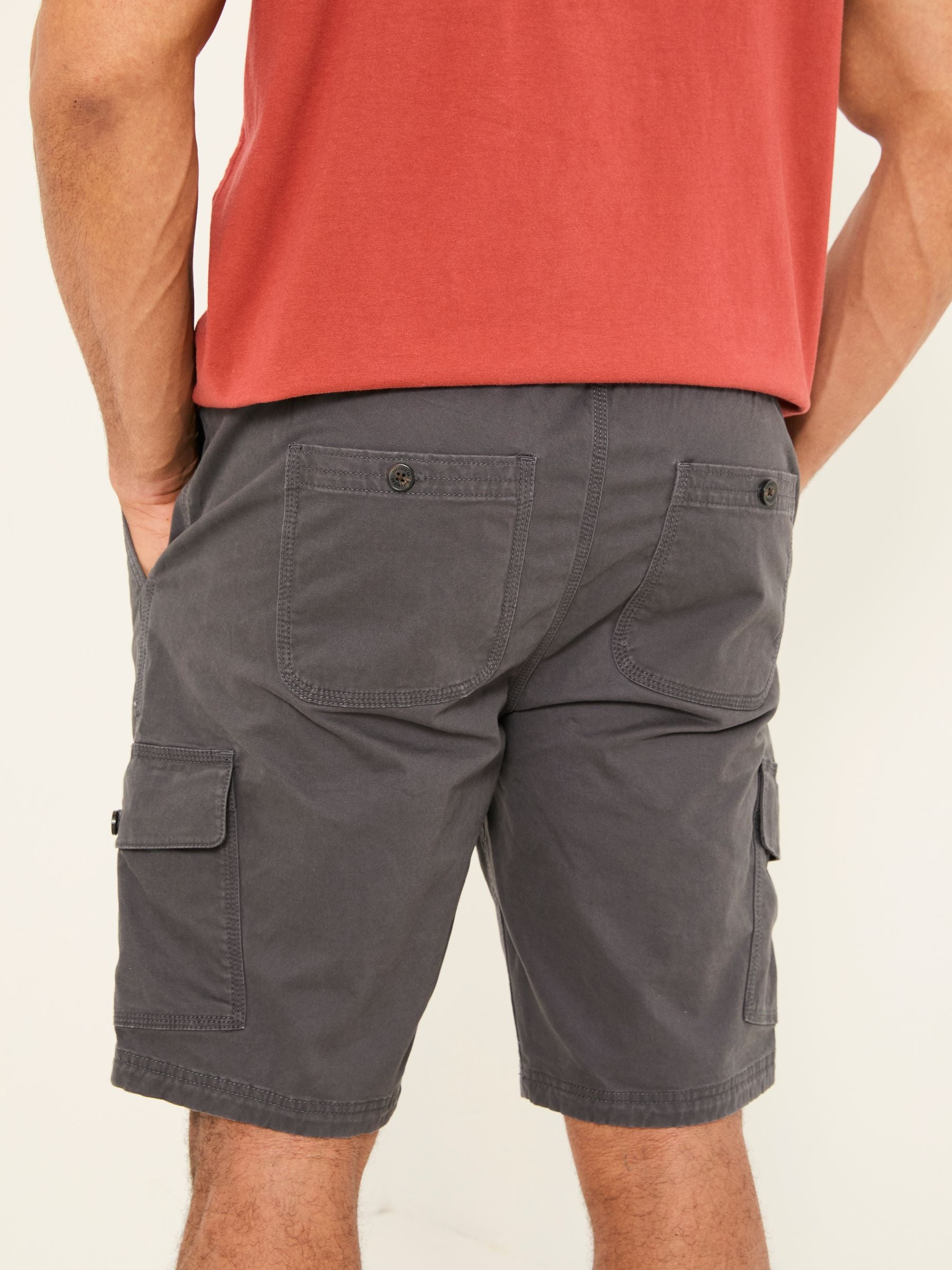 Tenby Dark Grey Pull On Cargo Shorts
