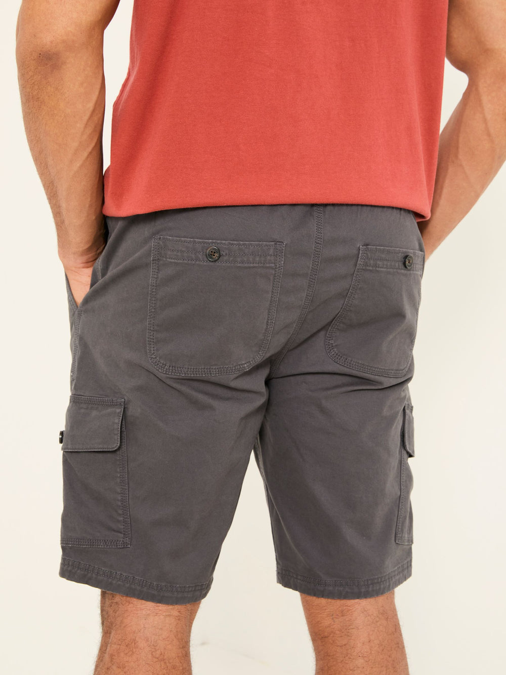 Tenby Dark Grey Pull On Cargo Shorts