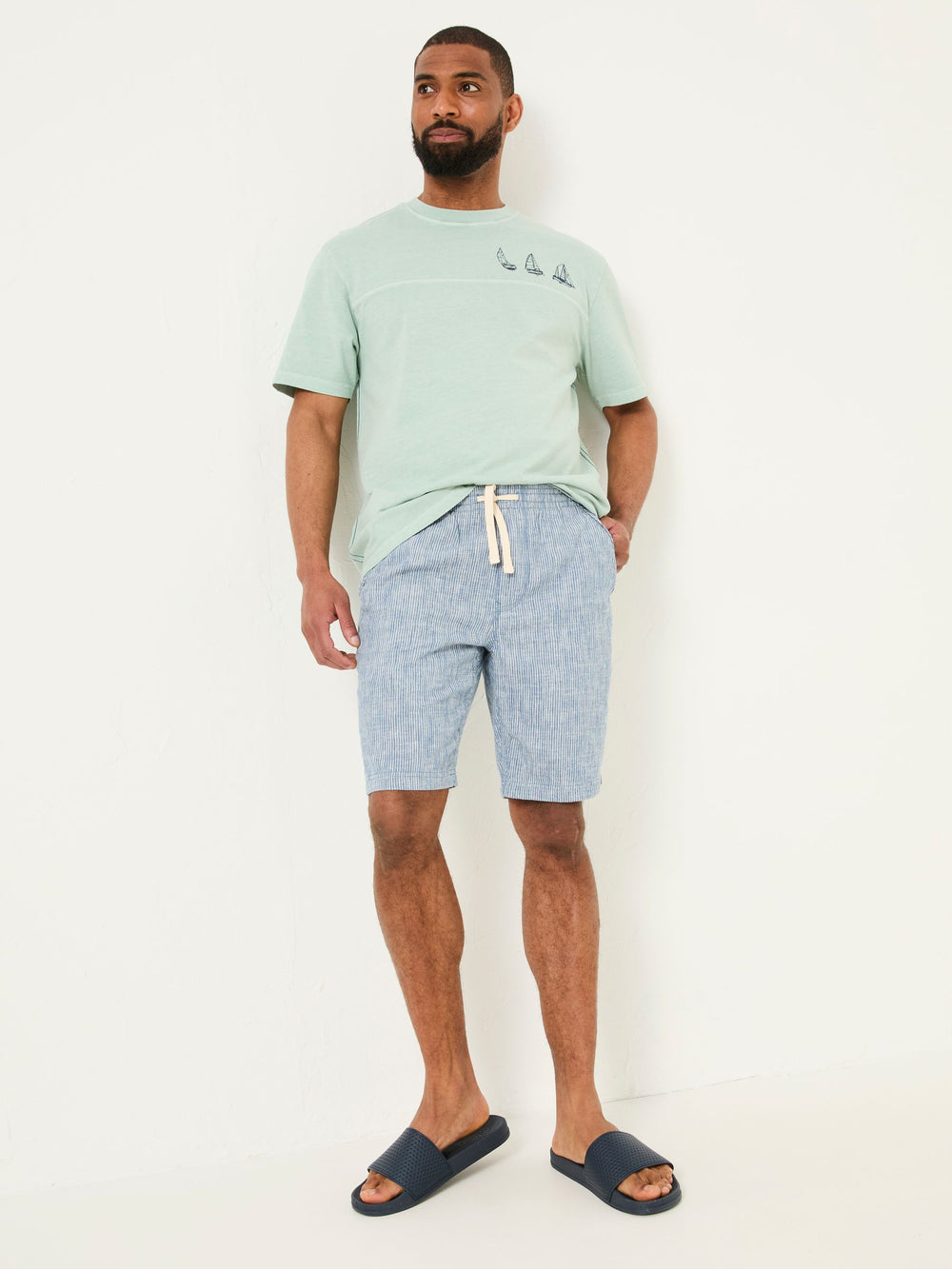 Seaton Blue Stripe Pull On Shorts