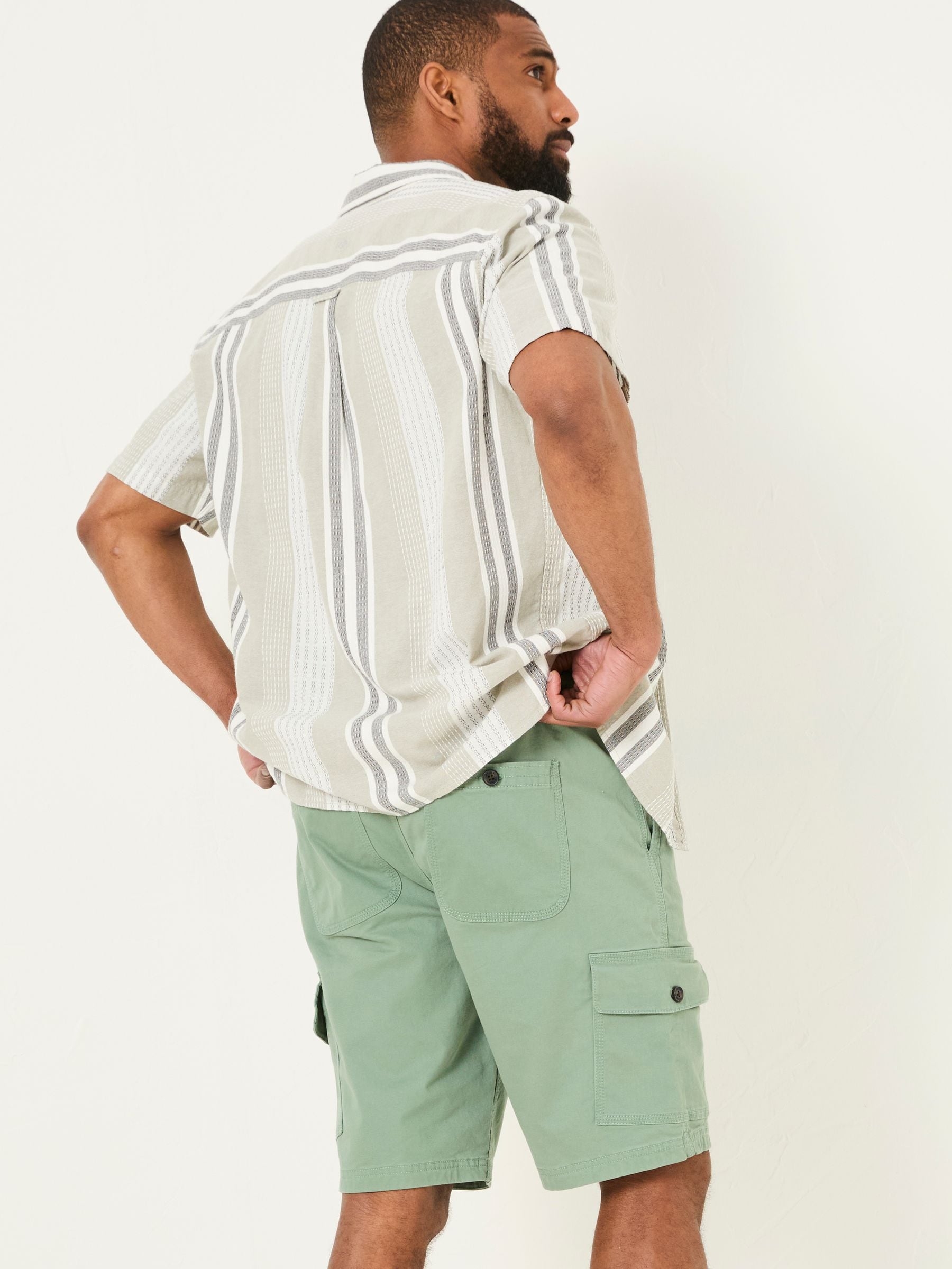 Tenby Green Pull On Cargo Shorts
