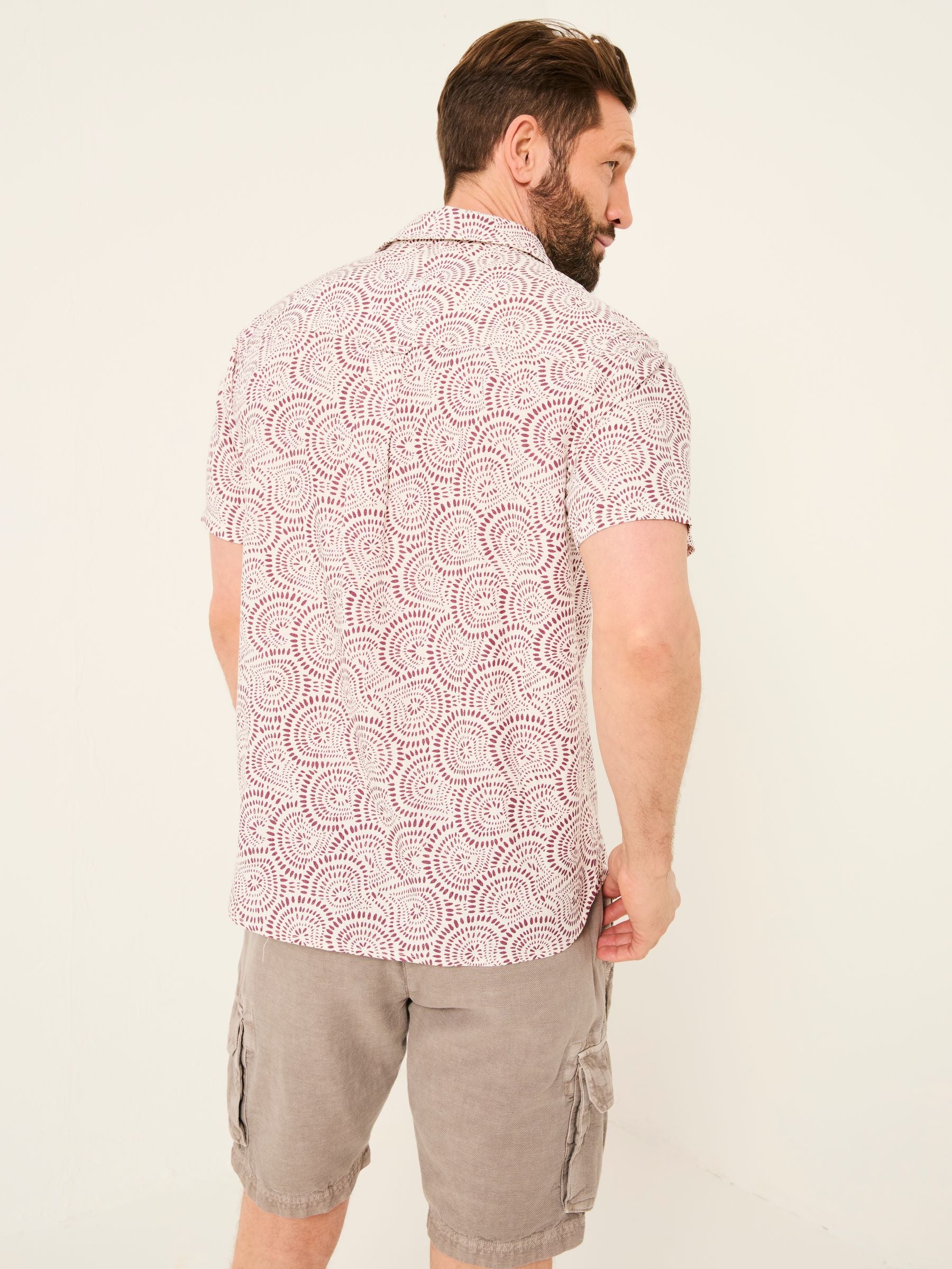 Heather Purple Short Sleeve Dash Print Shirt