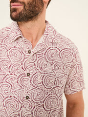 Heather Purple Short Sleeve Dash Print Shirt