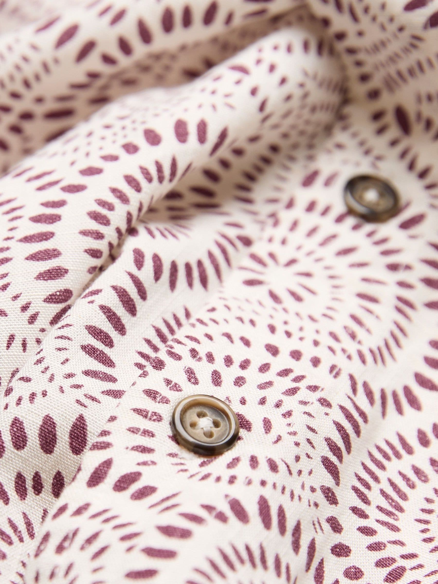 Heather Purple Short Sleeve Dash Print Shirt