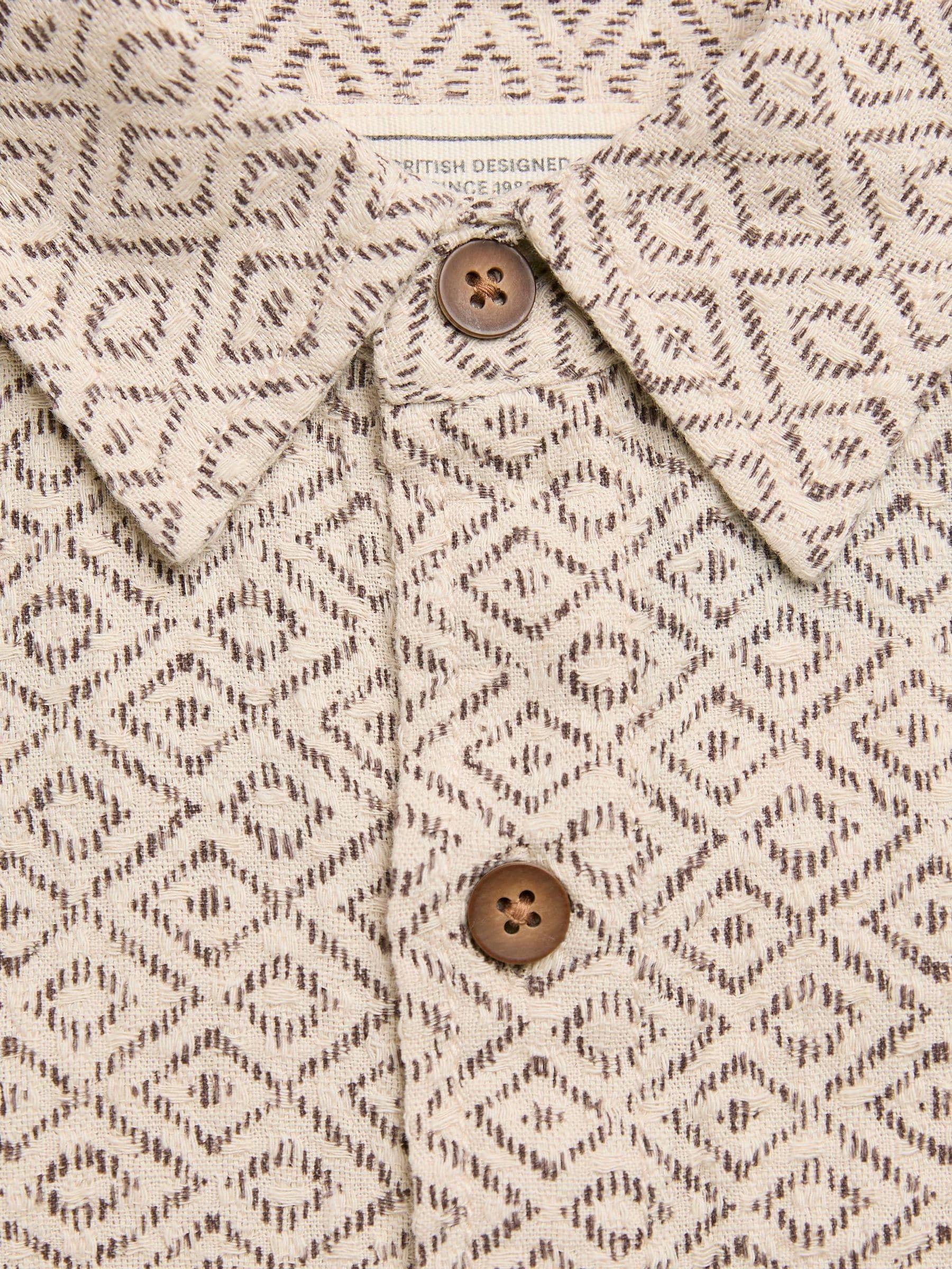 Natural Short Sleeve Diamond Tile Print Shirt