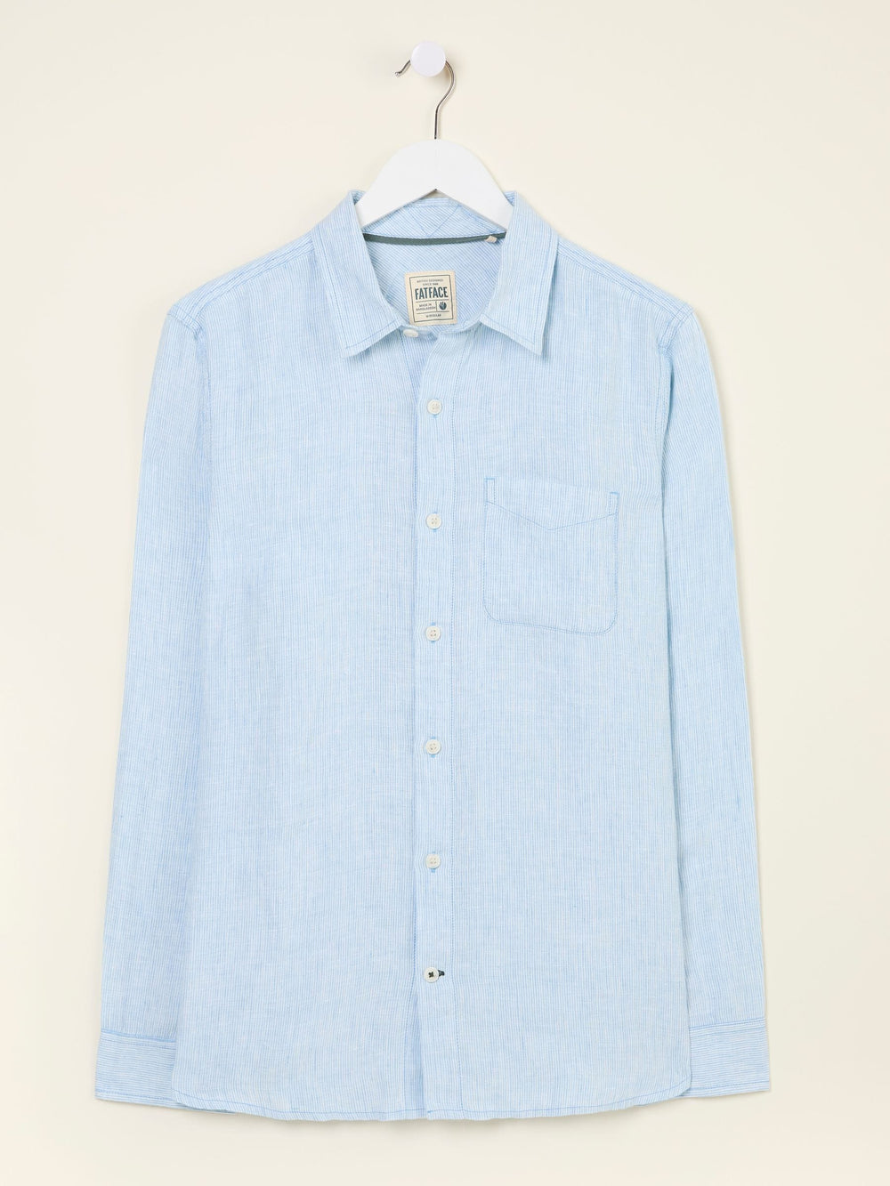 Blue Long Sleeve Linen Stripe 100% Linen Shirt