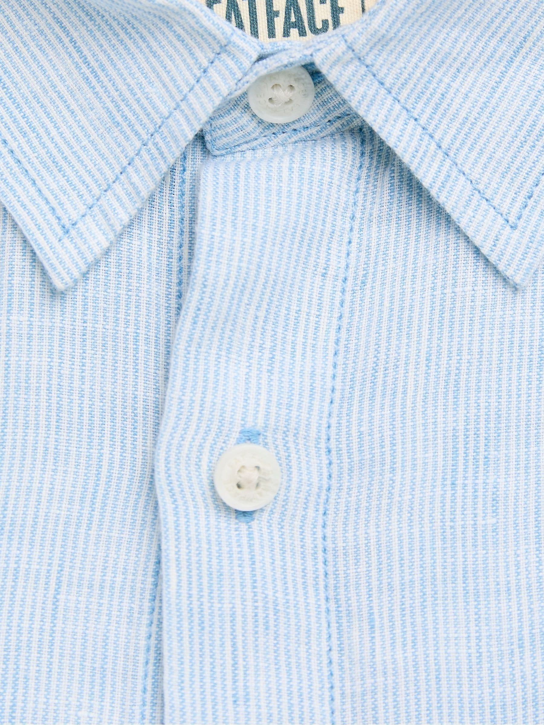 Blue Long Sleeve Linen Stripe 100% Linen Shirt