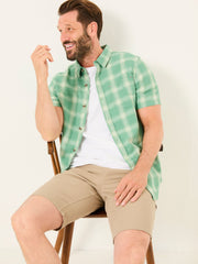 Green Short Sleeve Basel Check Shirt
