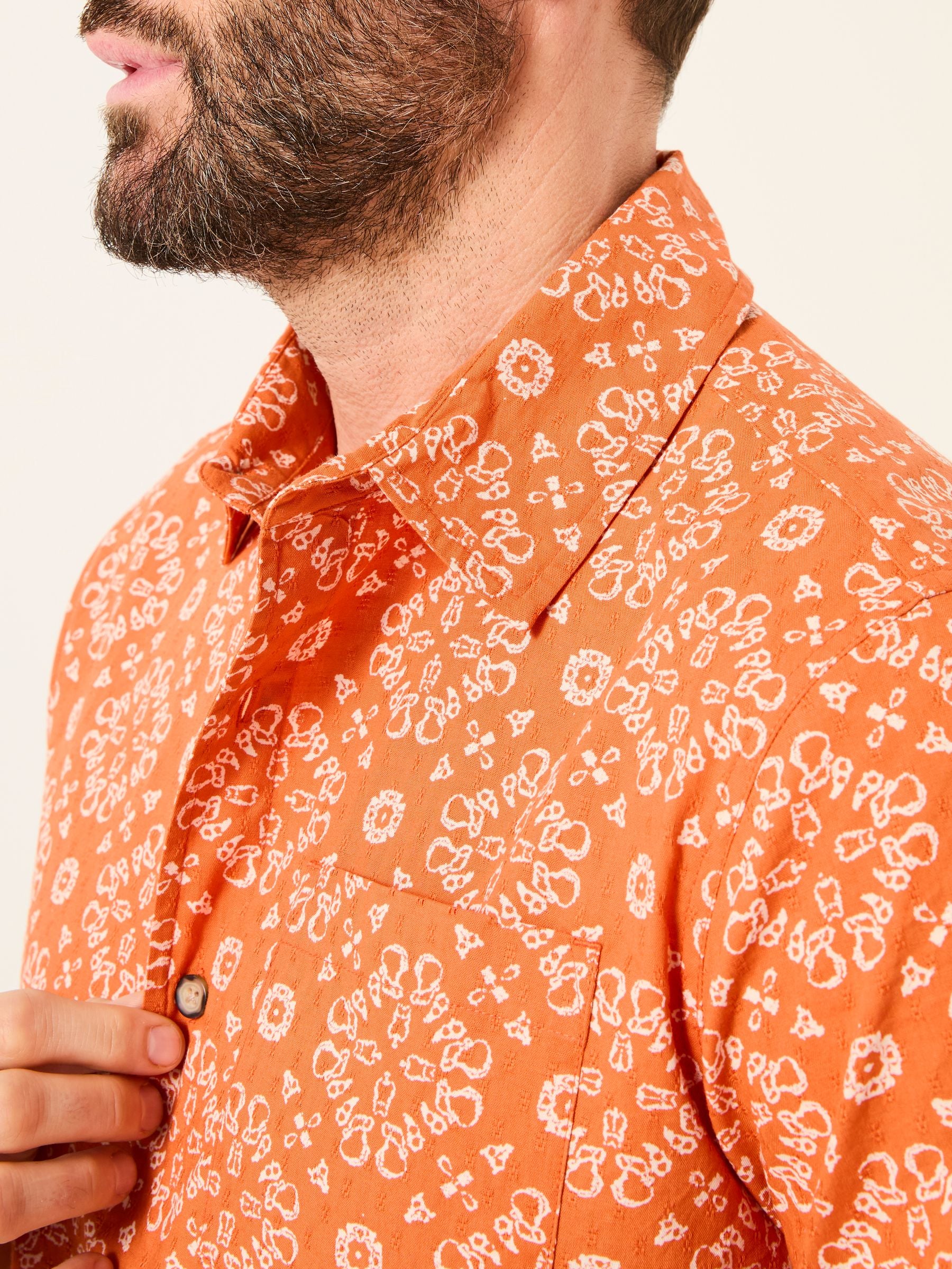 Orange Tile Short Sleeve Shirt