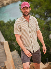 Khaki Green Short Sleeve Bray Stripe Shirt