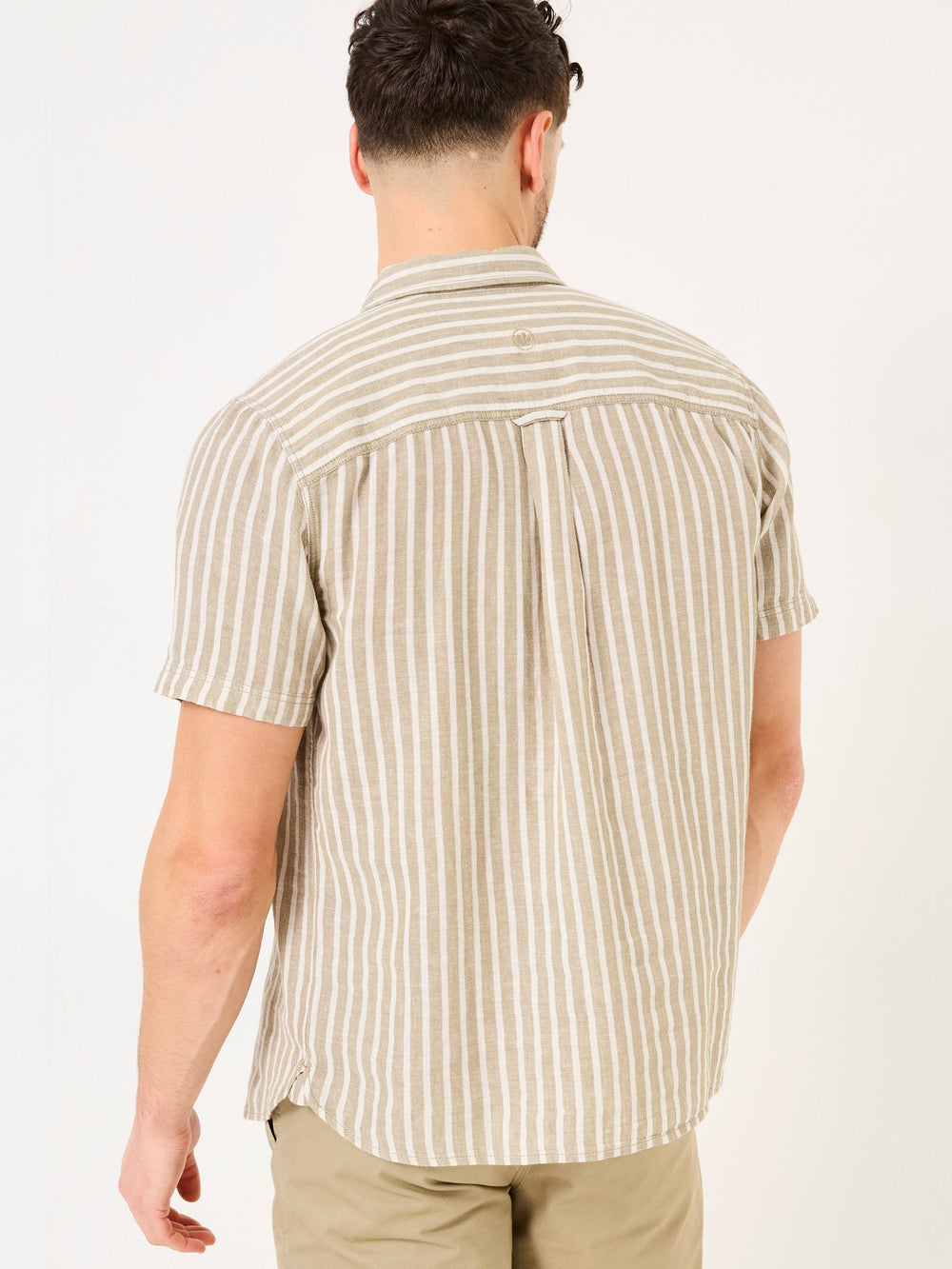 Khaki Green Short Sleeve Bray Stripe Shirt