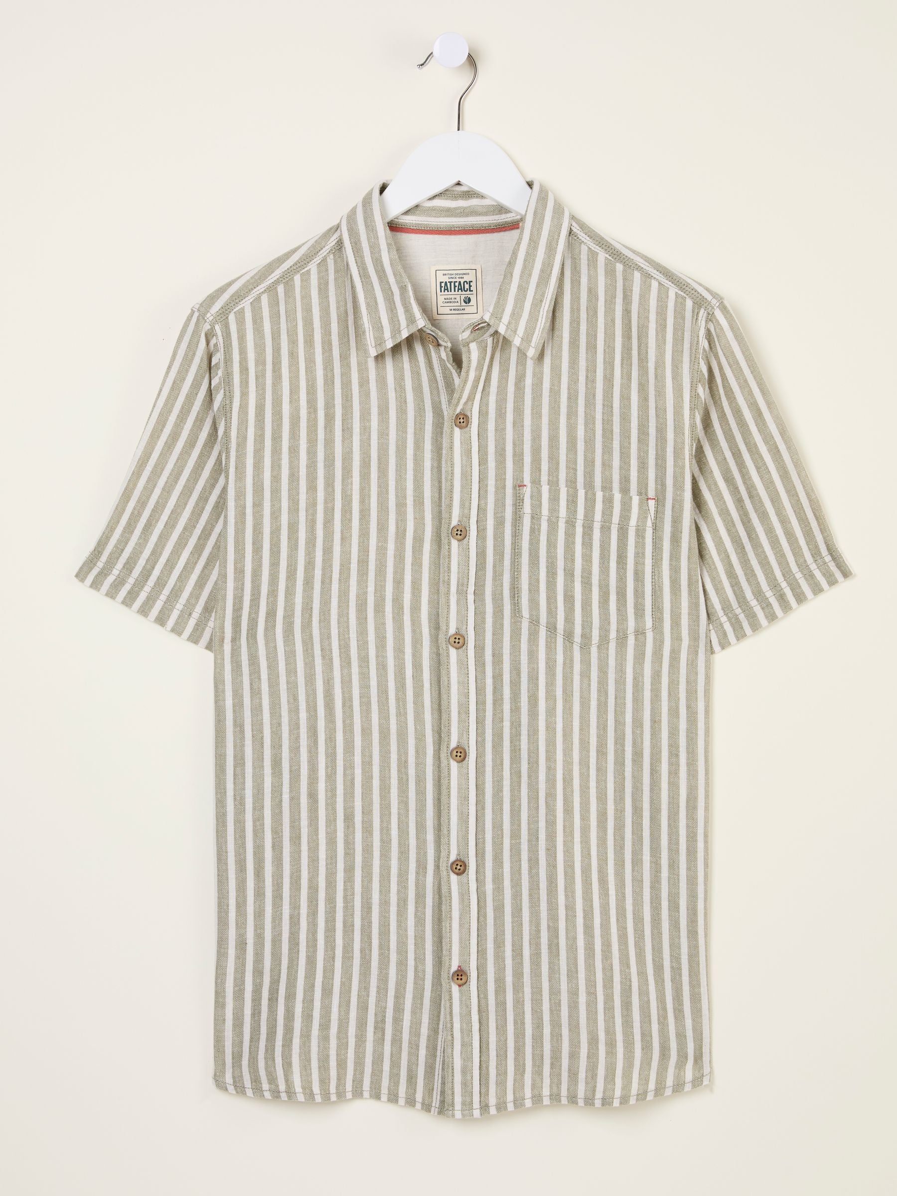 Khaki Green Short Sleeve Bray Stripe Shirt
