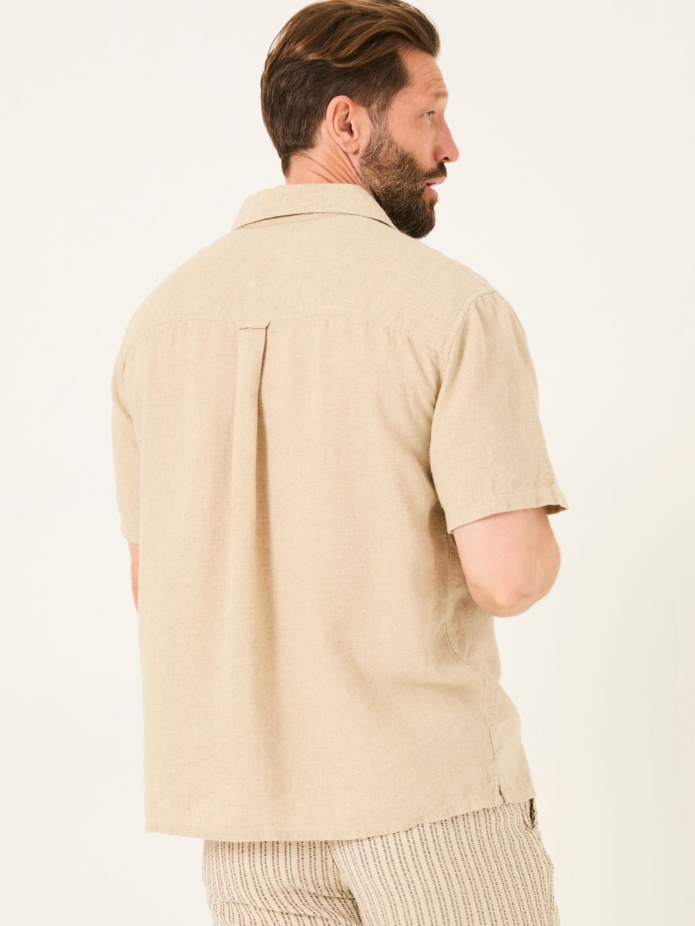 Natural Short Sleeve Embroidered Floral 100% Cotton Shirt