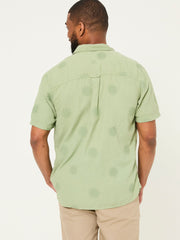 Green Short Sleeve Sun Embroidered Shirt