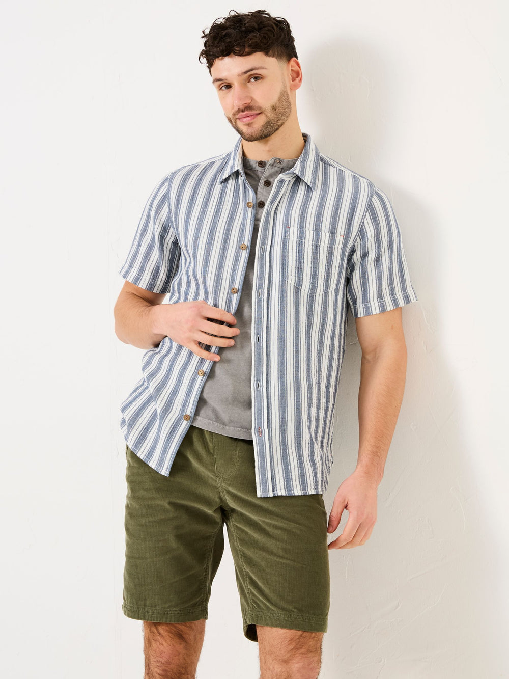 Hyde Blue Short Sleeve Stripe 100% Cotton Shirt