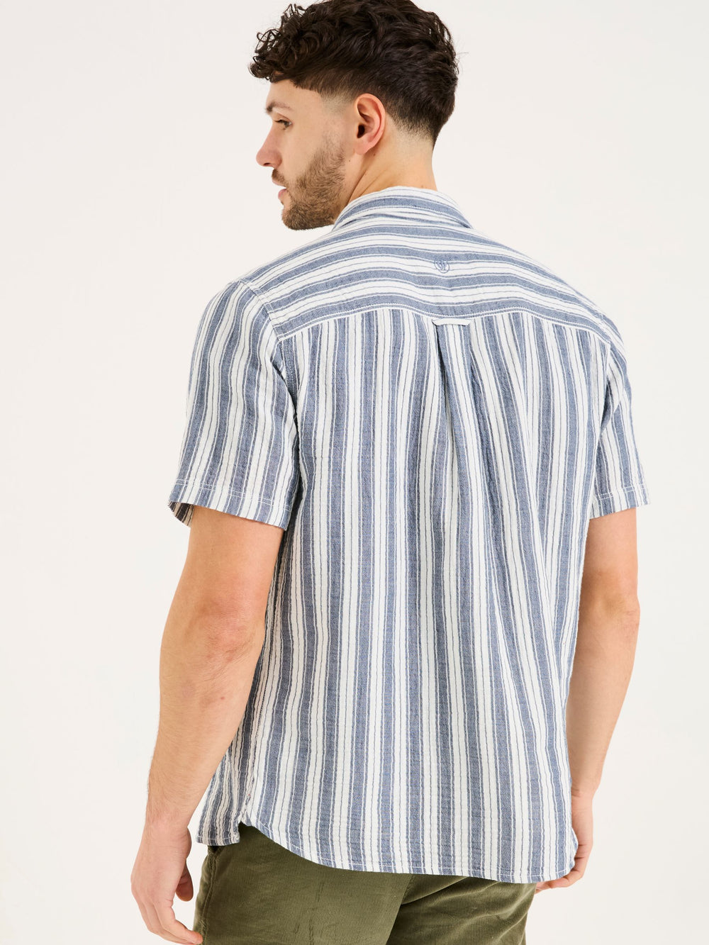 Hyde Blue Short Sleeve Stripe 100% Cotton Shirt