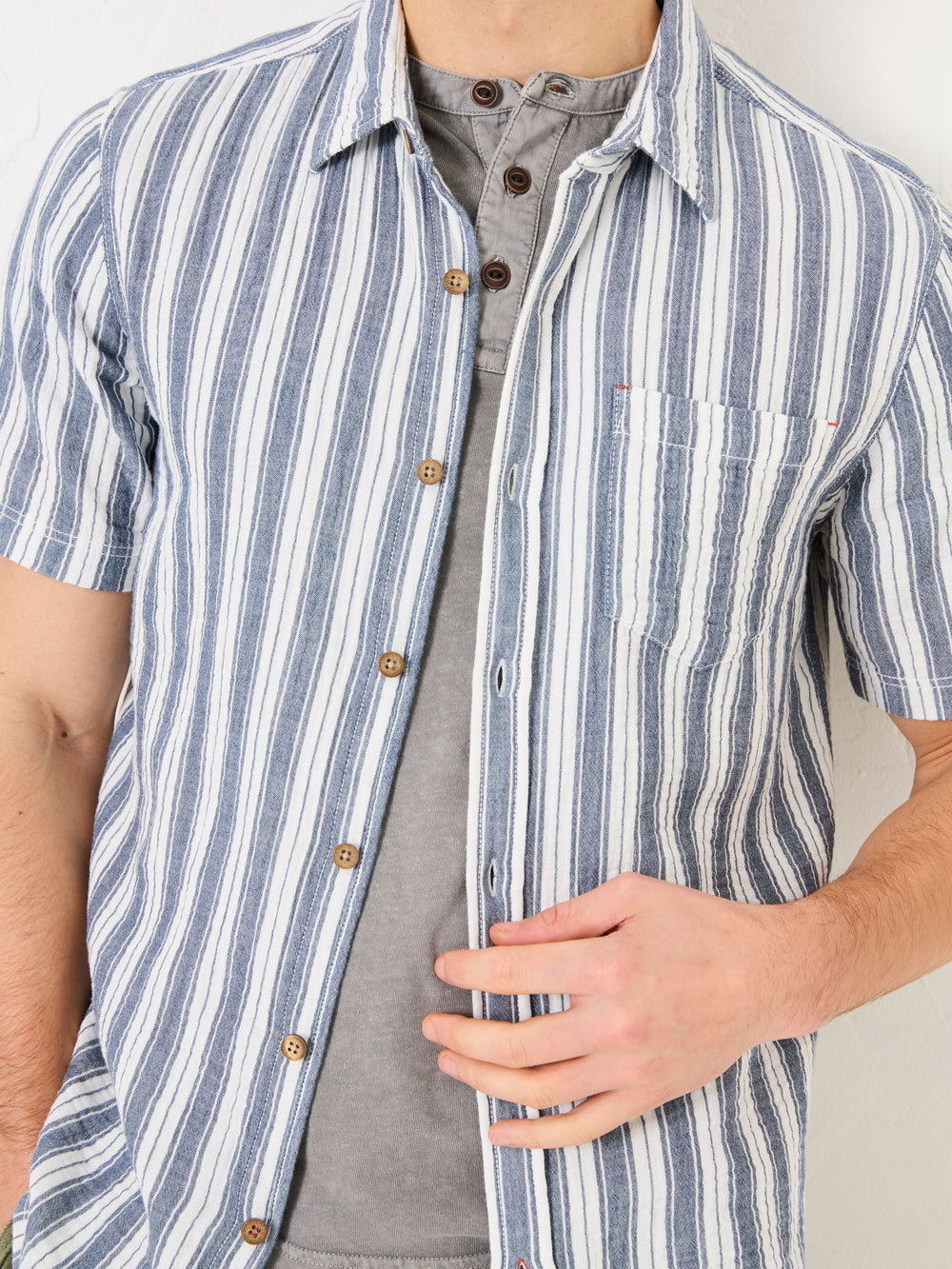 Hyde Blue Short Sleeve Stripe 100% Cotton Shirt