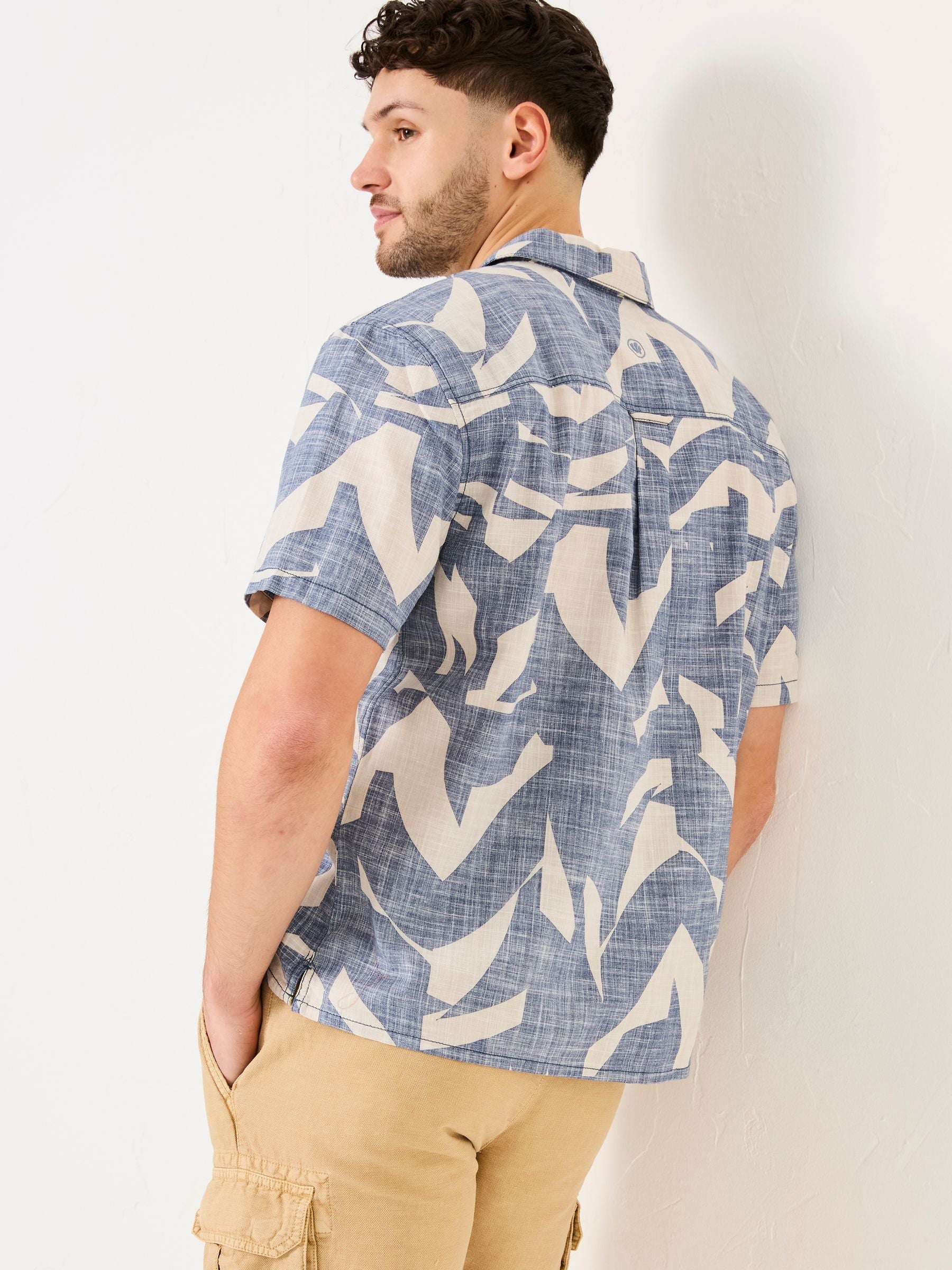 Blue Short Sleeve Relaxed Fit Art Print Shirt
