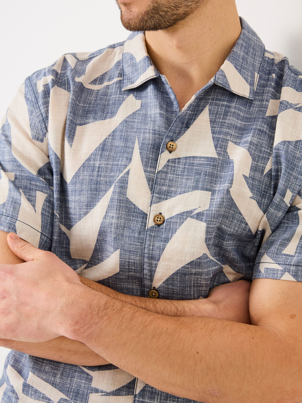 Blue Short Sleeve Relaxed Fit Art Print Shirt
