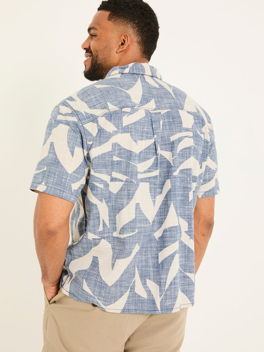 Blue Short Sleeve Relaxed Fit Art Print Shirt