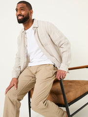 Grey Long Sleeve Linen Stripe 100% Linen Shirt