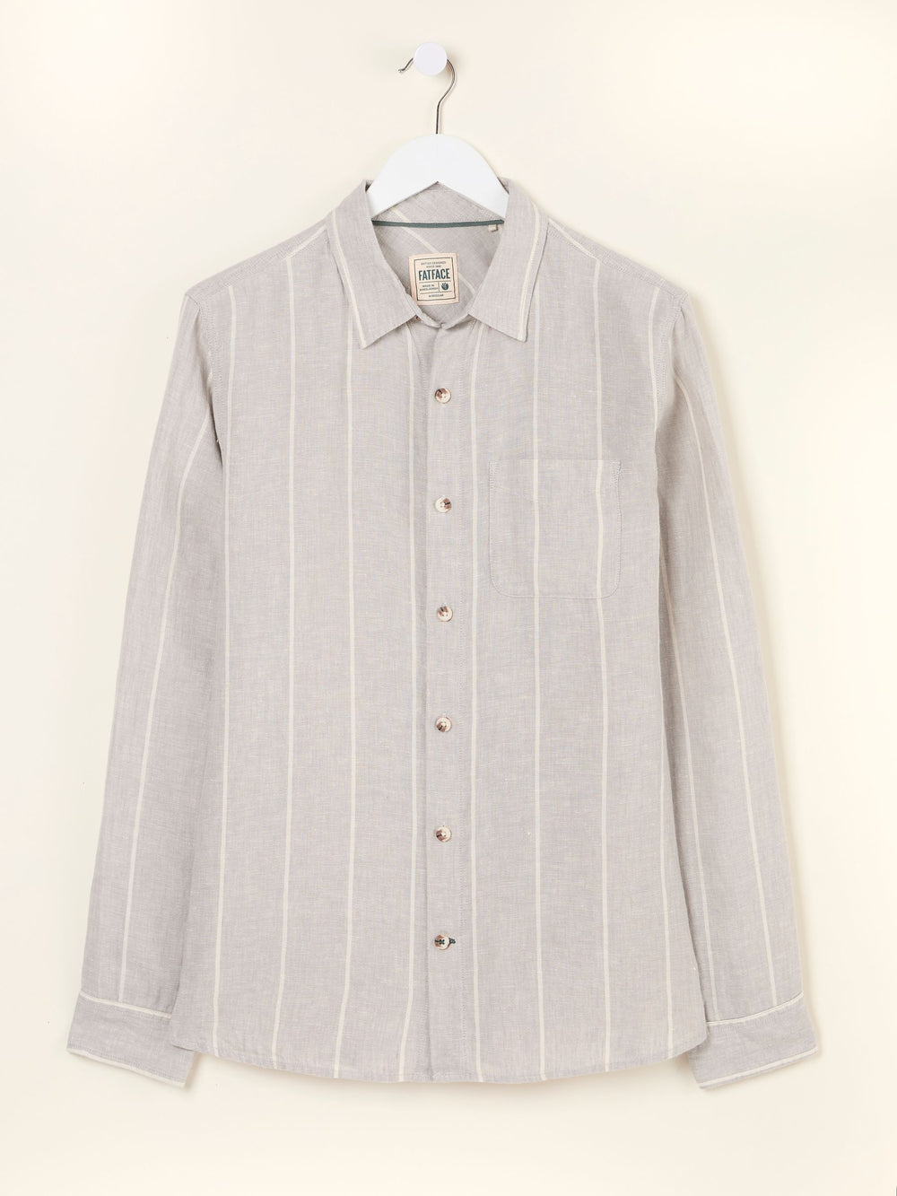 Grey Long Sleeve Linen Stripe 100% Linen Shirt