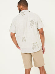 Khaki Green Short Sleeve Embroidered Turtle Shirt