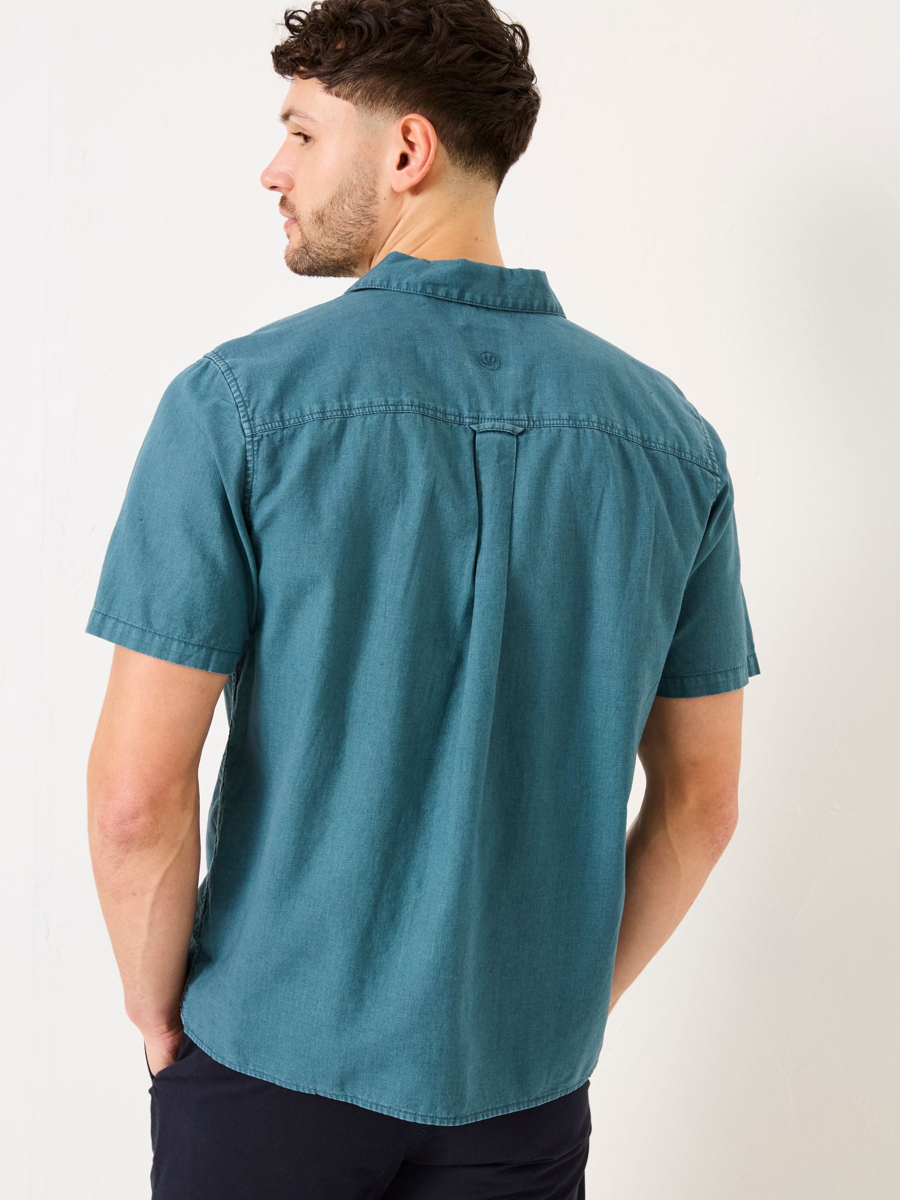 Bugle Dark Teal Blue Linen Cotton Shirt