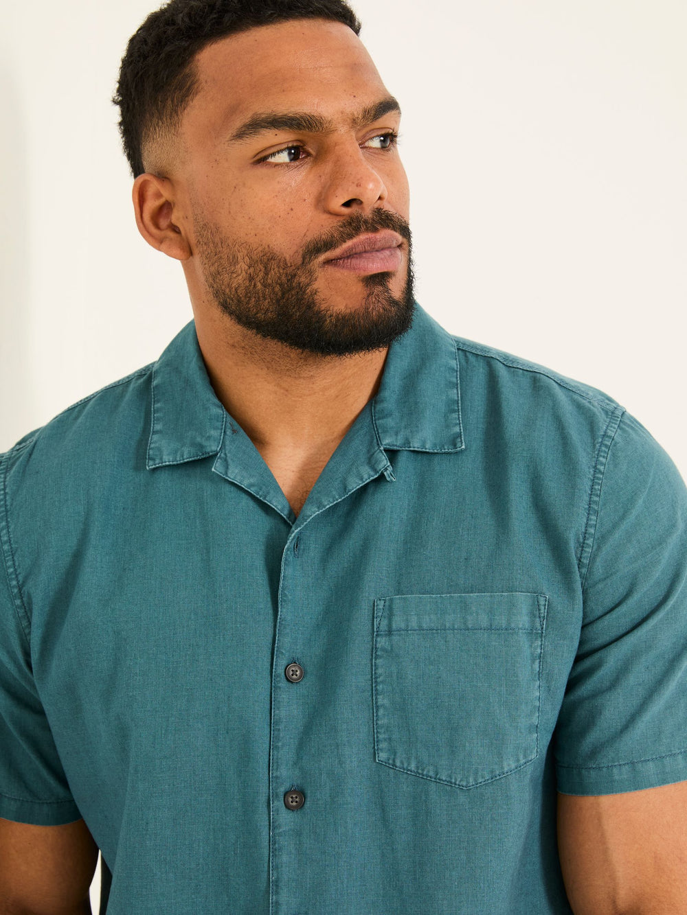 Bugle Dark Teal Blue Linen Cotton Shirt