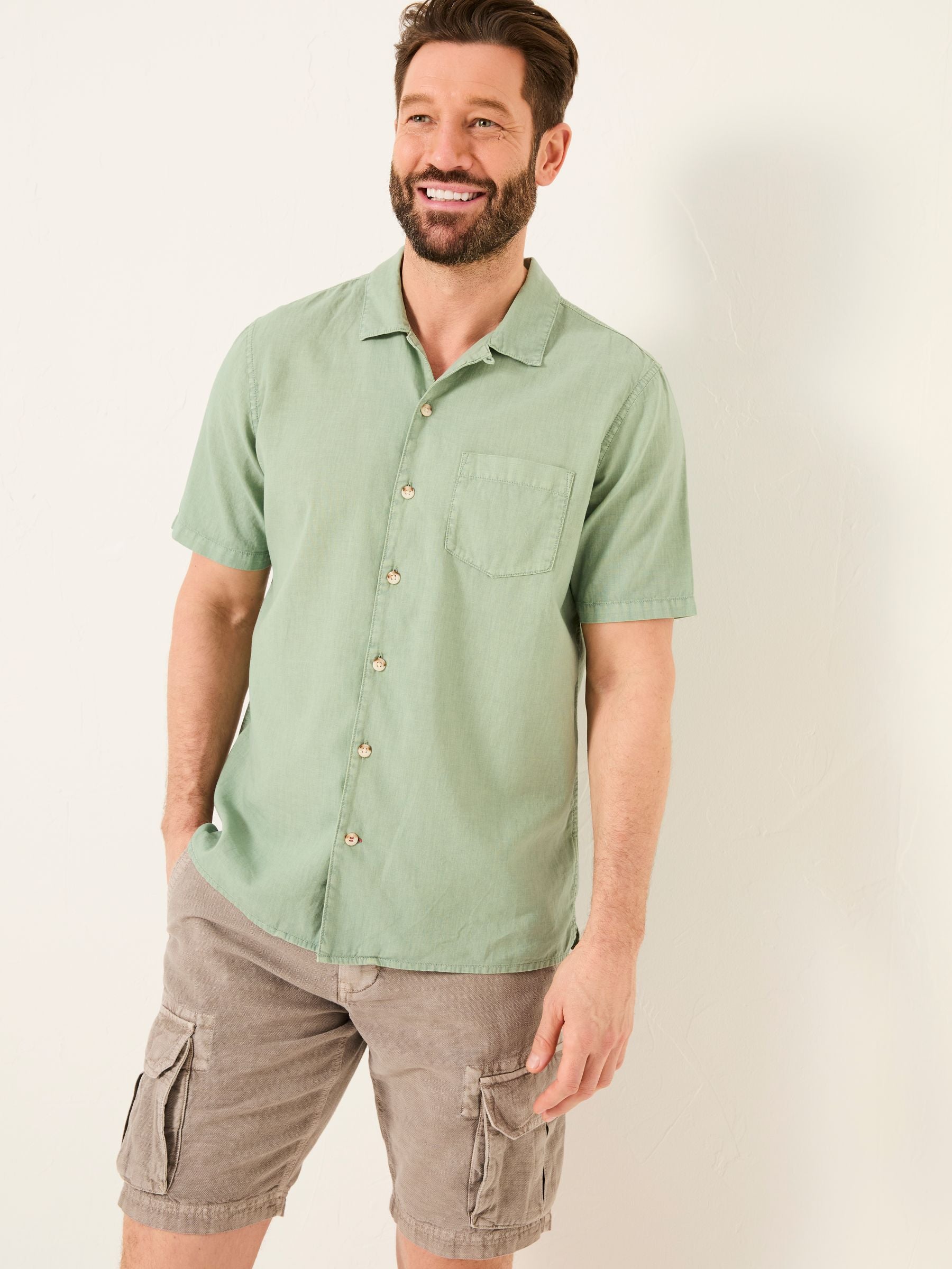 Bugle Green Linen Cotton Shirt