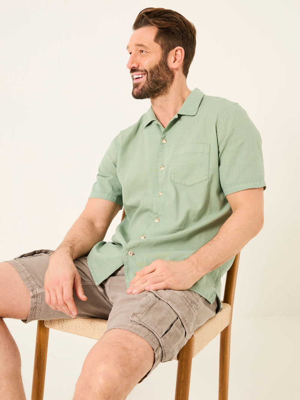 Bugle Green Linen Cotton Shirt