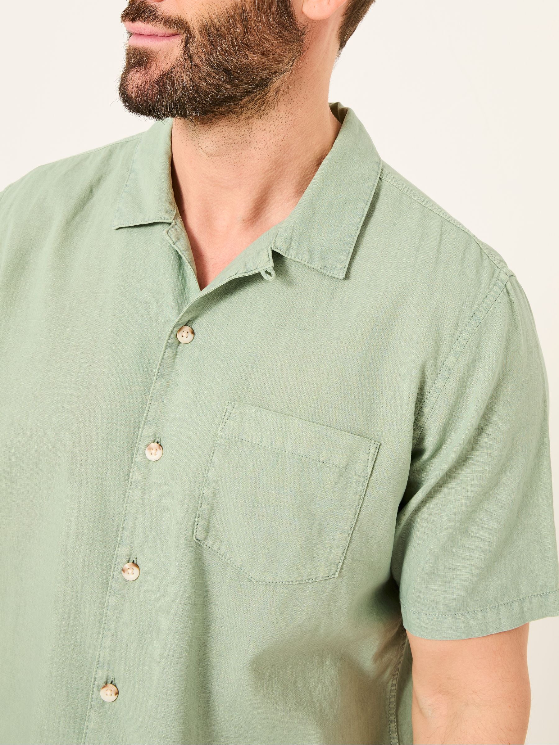 Bugle Green Linen Cotton Shirt