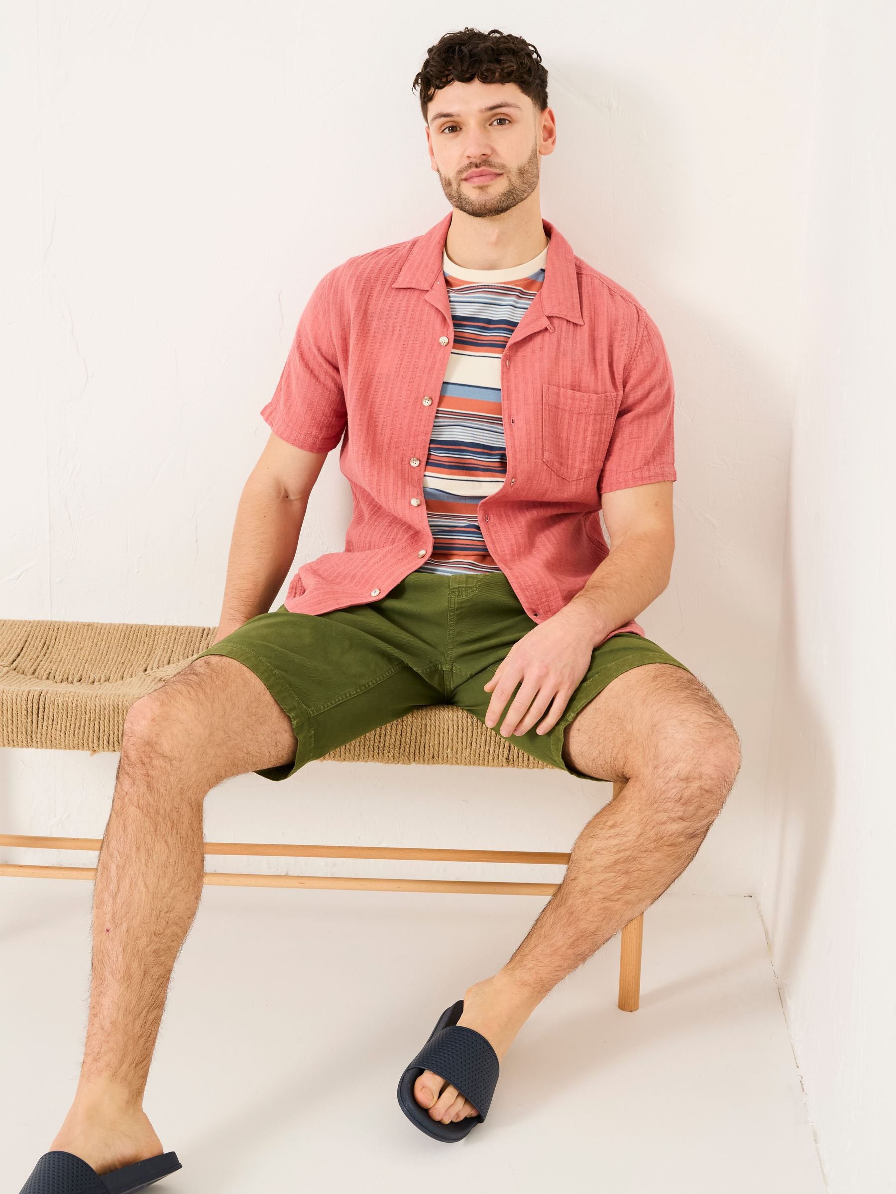 Bugle Terracotta Short Sleeve Linen Cotton Shirt