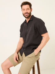 Bugle Black Linen Cotton Shirt