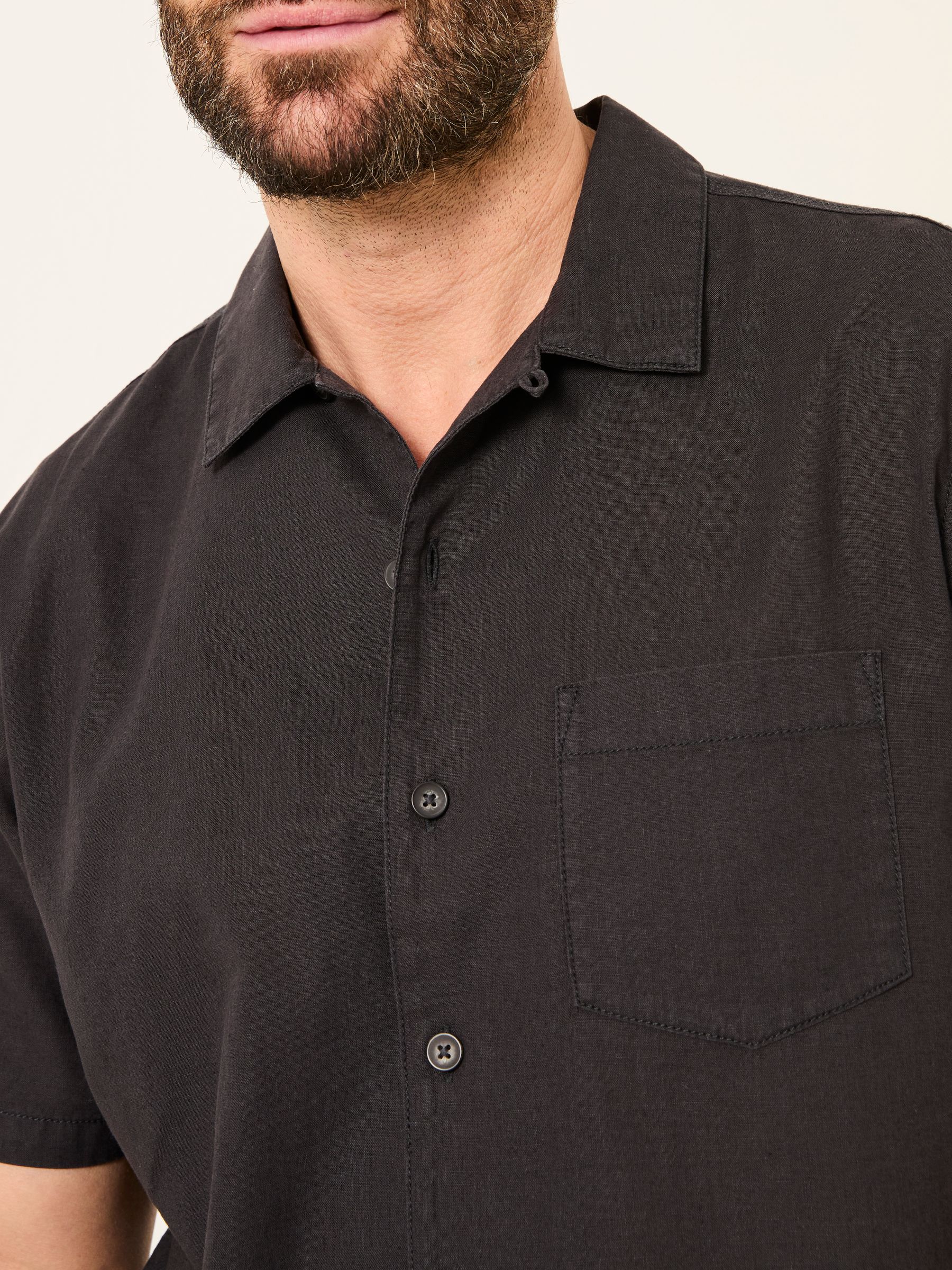 Bugle Black Linen Cotton Shirt