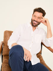 Bugle White Linen Cotton Shirt