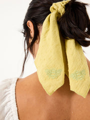 Green Beeble Embroidered Tie Scrunchie