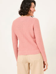 Lucia Rose Pink V-Neck Knitted Cardigan