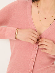 Lucia Rose Pink V-Neck Knitted Cardigan