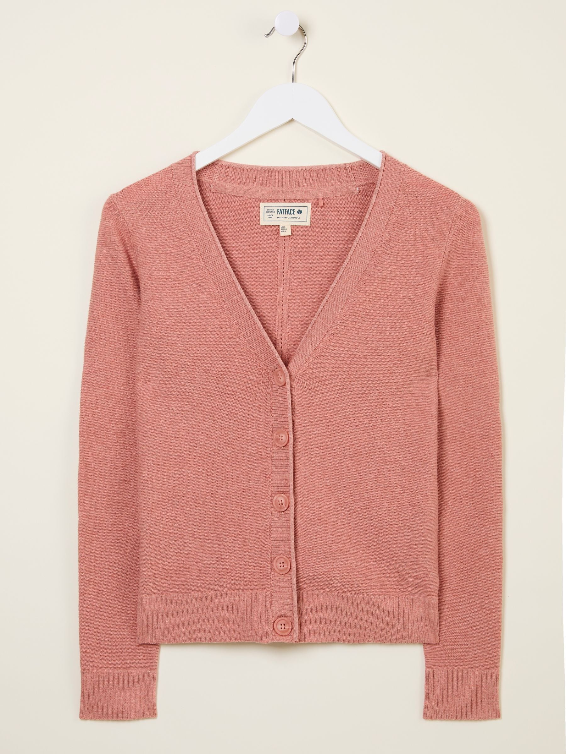 Lucia Rose Pink V-Neck Knitted Cardigan
