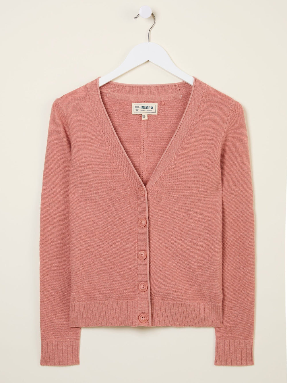 Lucia Rose Pink V-Neck Knitted Cardigan