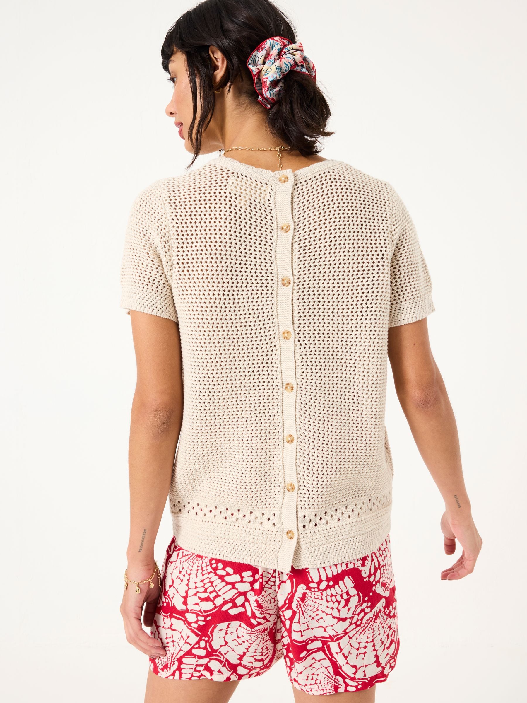Natural Crab Pattern Knitted T Shirt