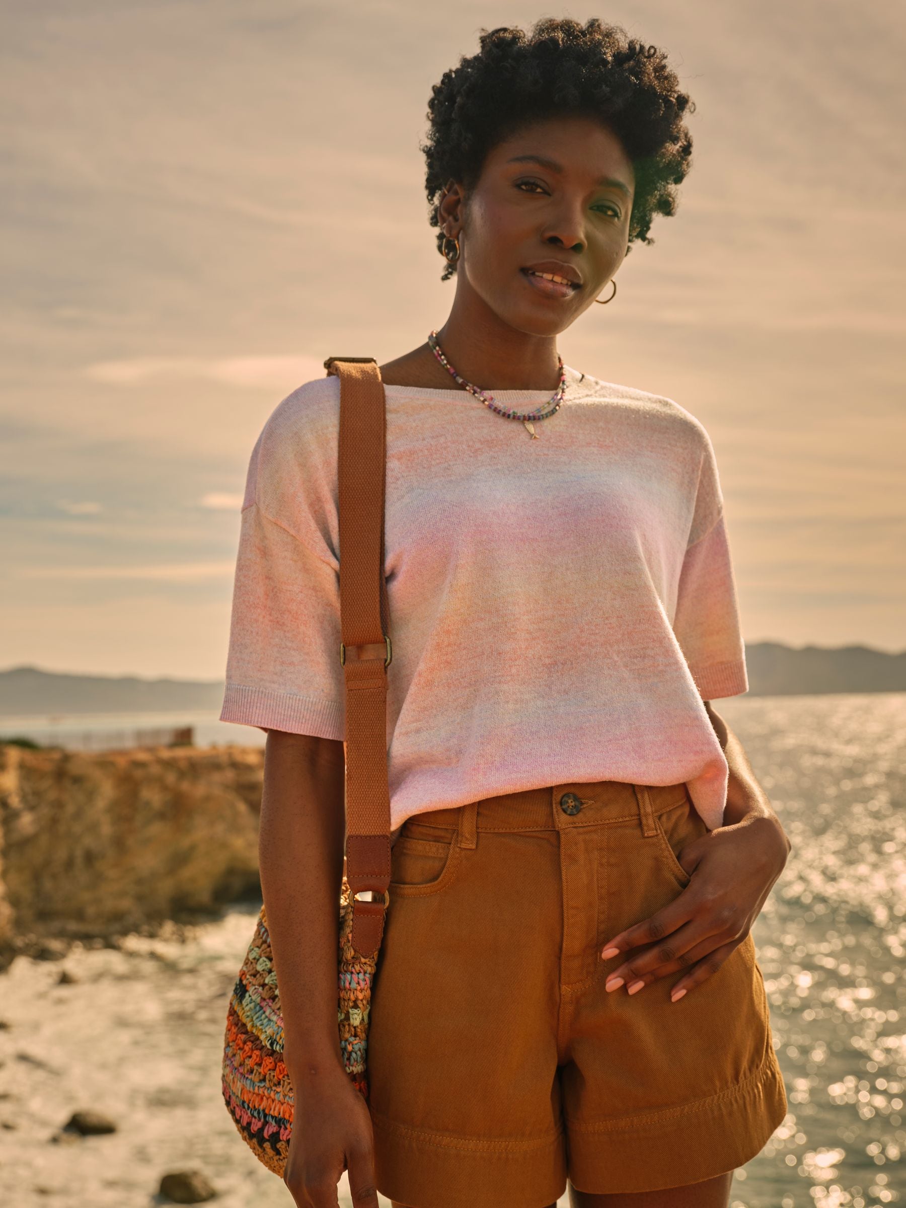Pink Ombre Stripe Knitted Tee