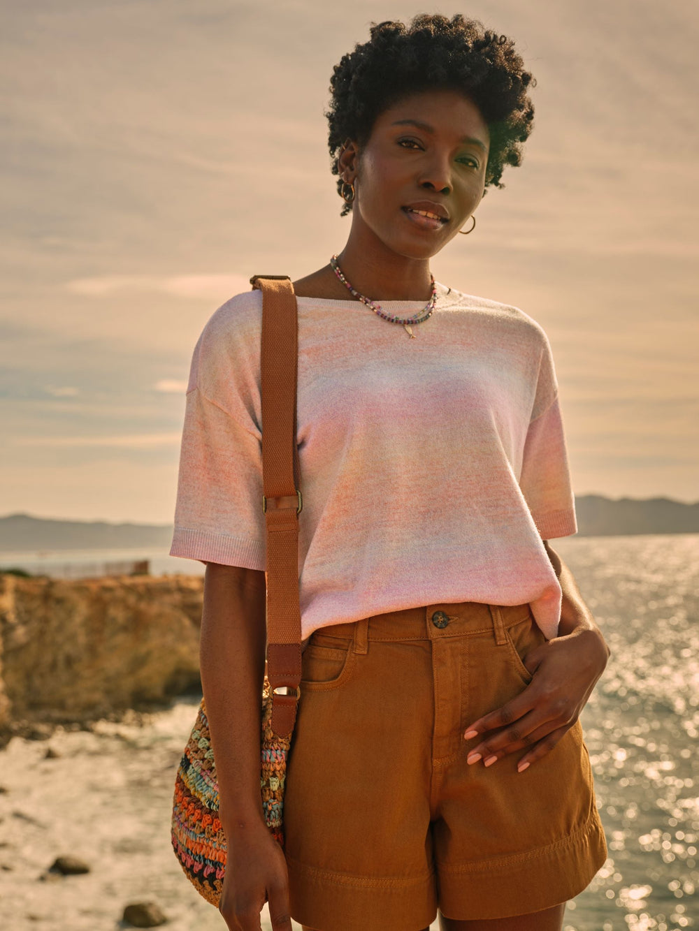 Pink Ombre Stripe Knitted Tee