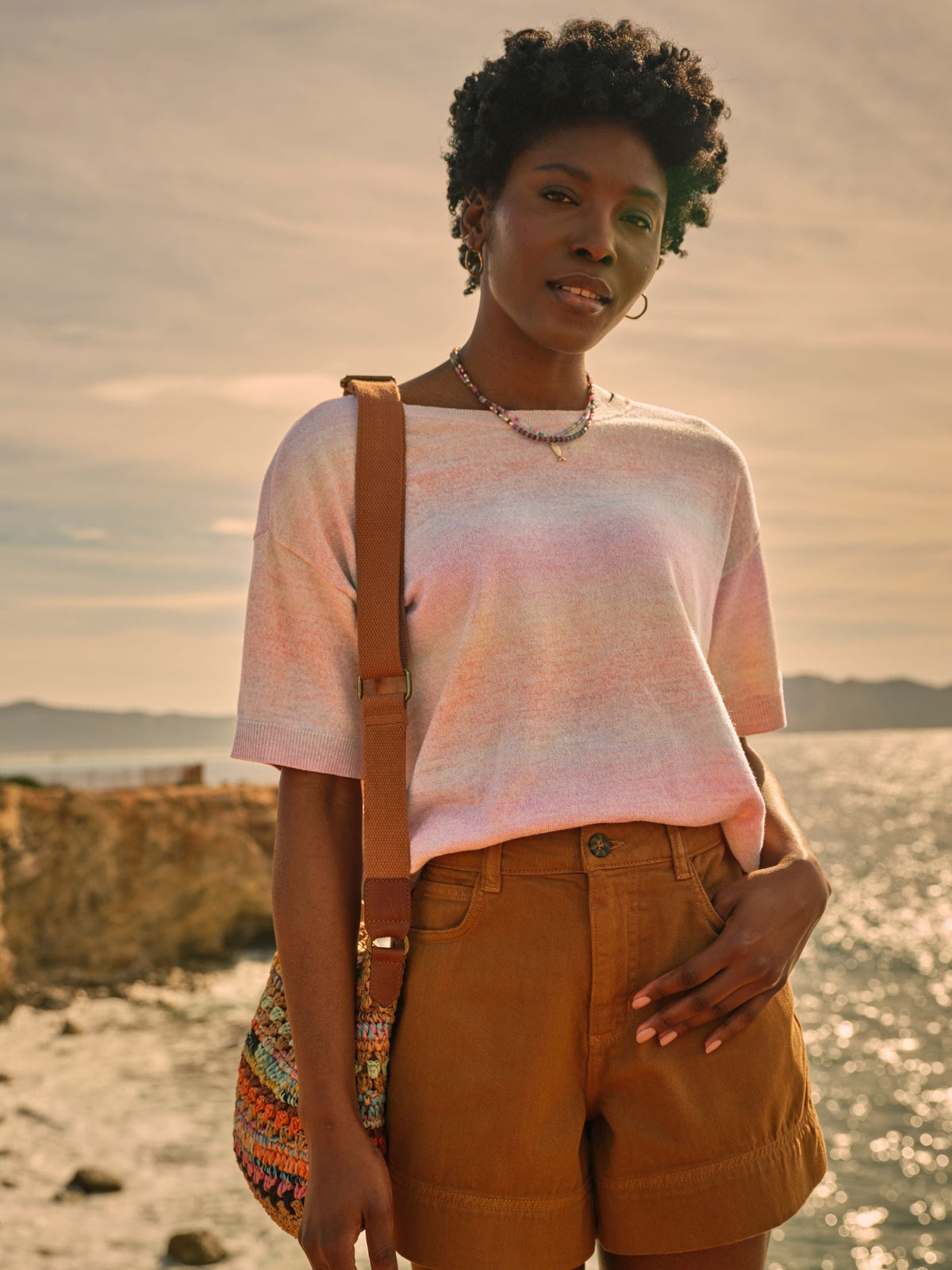 Pink Ombre Stripe Knitted Tee