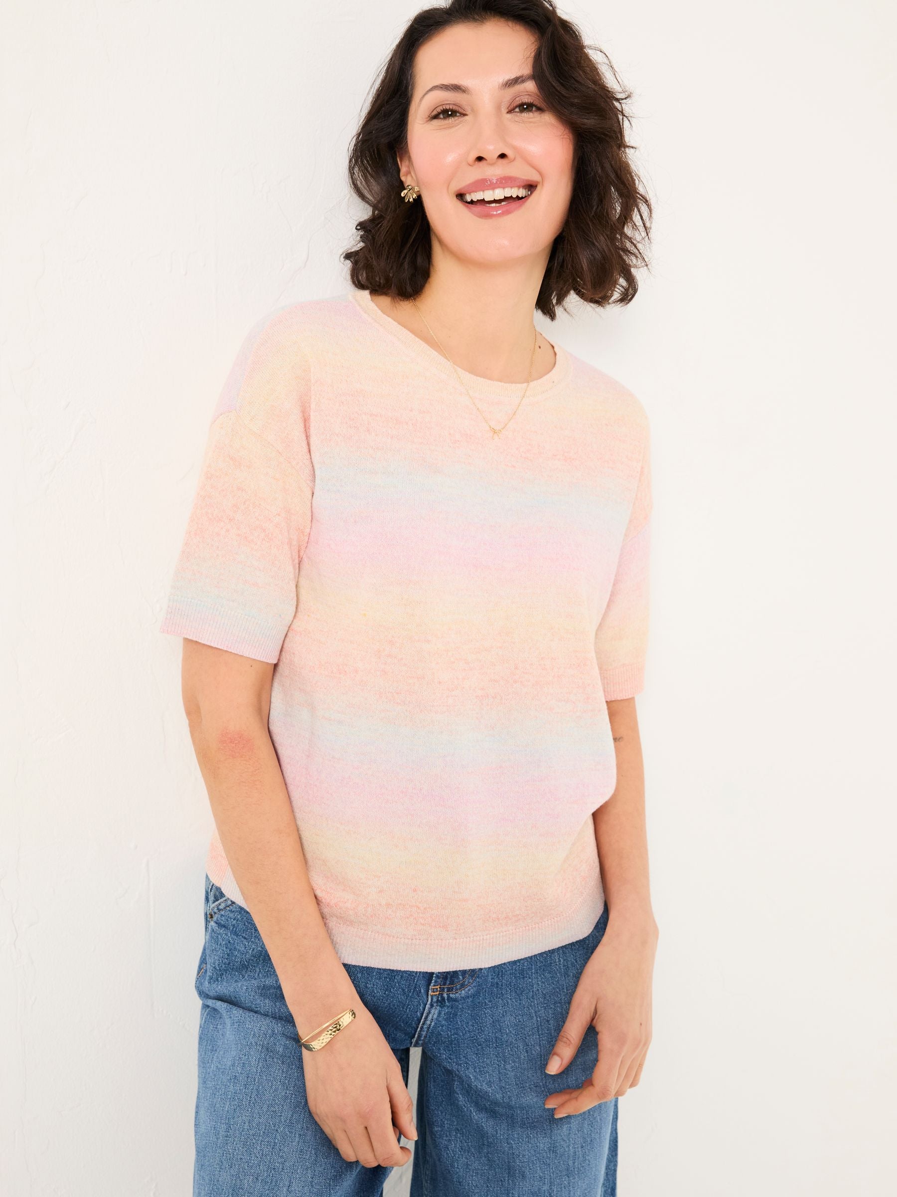 Pink Ombre Stripe Knitted Tee